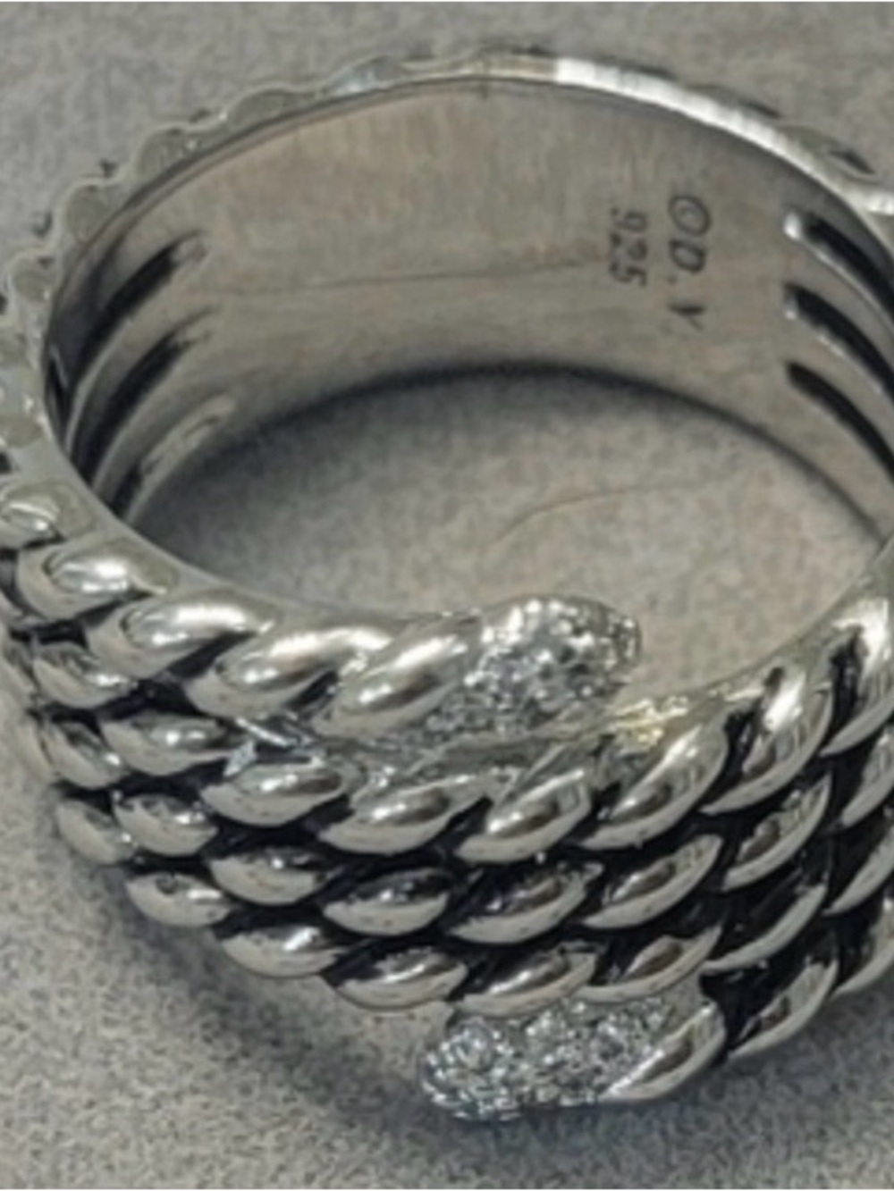 David Yurman Silver Twisted Cable Willow Serpent Ring VGUC size 7